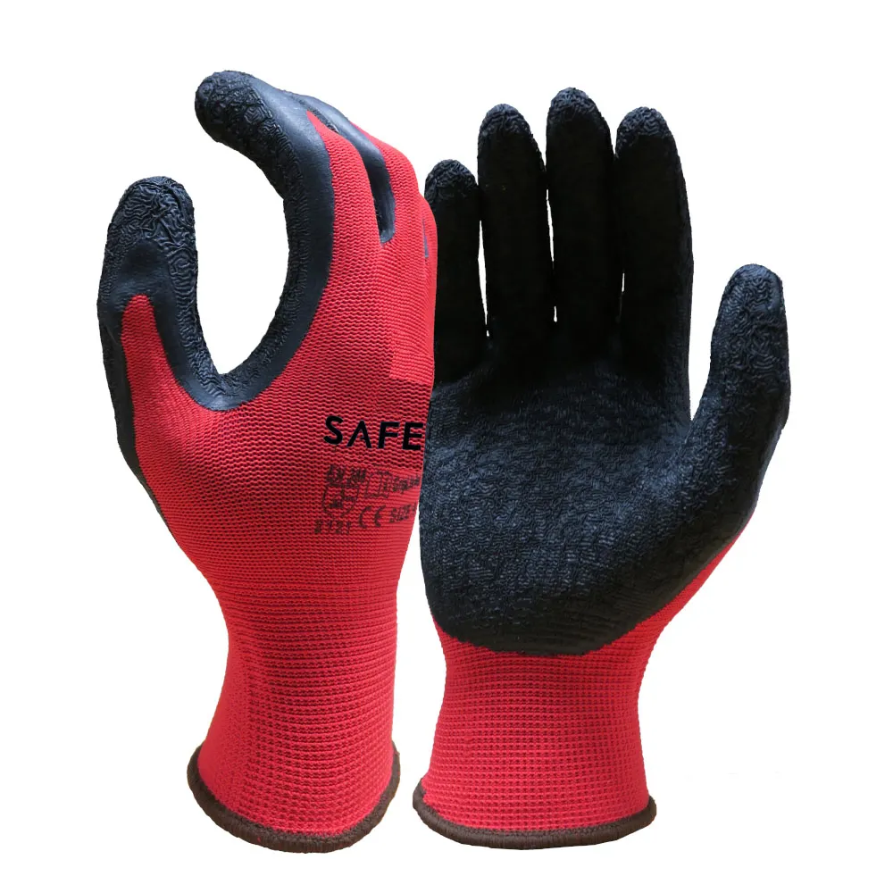 Griplite Latex Crinkle Grip Gloves 13 Gauge - Case of 120 Pairs — Red